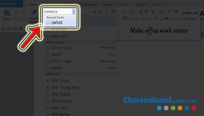 Viết bằng font tải từ Dafont