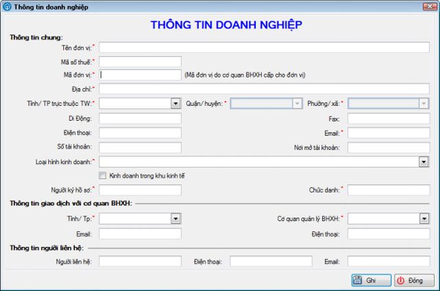 Nhập thông tin về doanh nghiệp