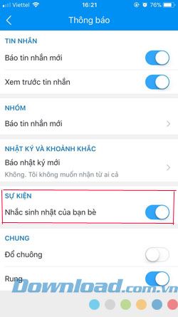 Tắt thông báo từ Zalo