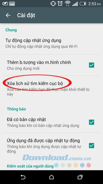 Xóa lịch sử tìm kiếm