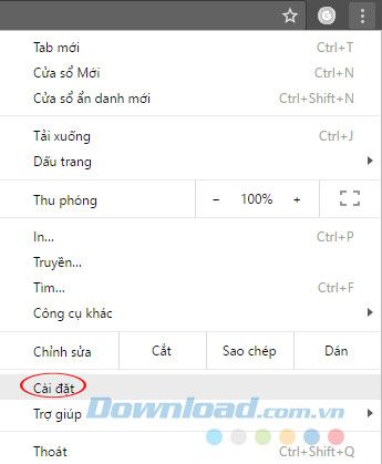 Cài đặt trên Chrome