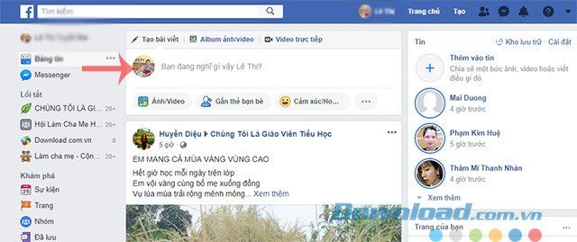 Viết trạng thái trên Facebook