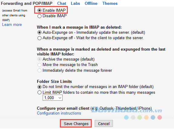 Sử dụng IMAP để truy cập Gmail