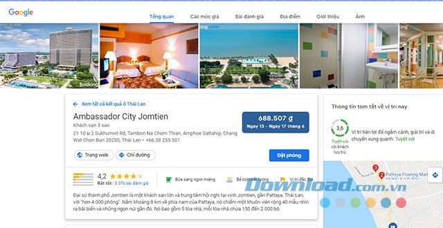 Chi tiết và đánh giá về khách sạn đã chọn
