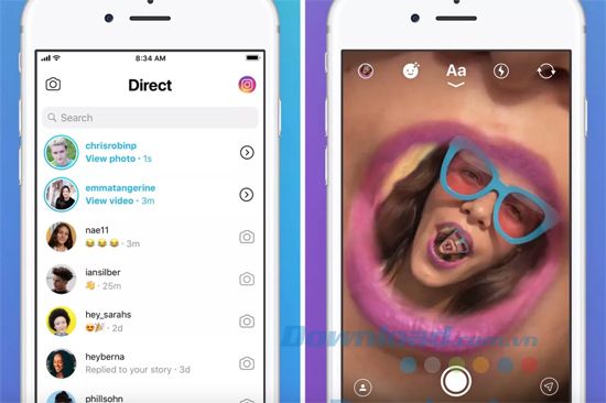 Giao diện của Instagram Direct