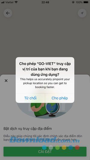 Cho phép ứng dụng truy cập vị trí