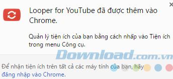 Thông báo tiện ích đã được thêm vào trình duyệt