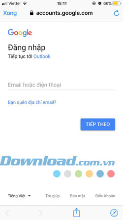 Trải nghiệm đăng nhập và sử dụng Outlook