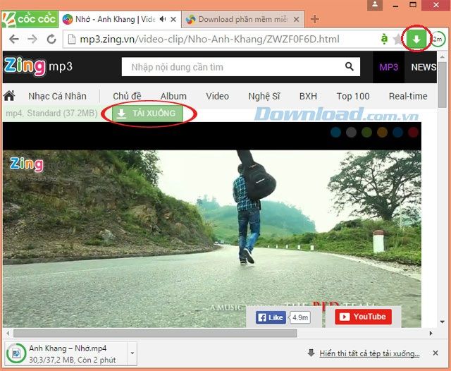 Cốc Cốc hỗ trợ tải video từ Zing