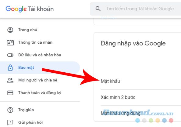 Mật khẩu của tài khoản Google