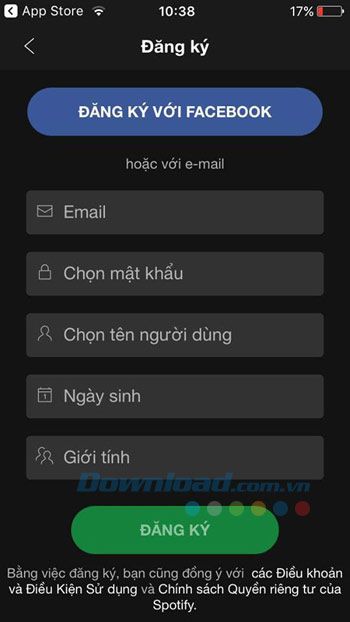 Hướng dẫn đăng ký tài khoản Spotify