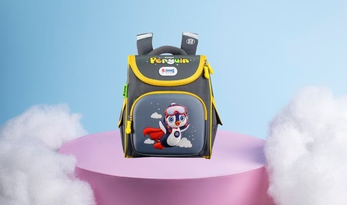 Balo chống gù cho bé B.Bag Genius Box F2-Penguin B-12-105 xám