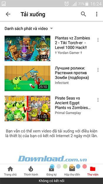 Danh sách video đã tải