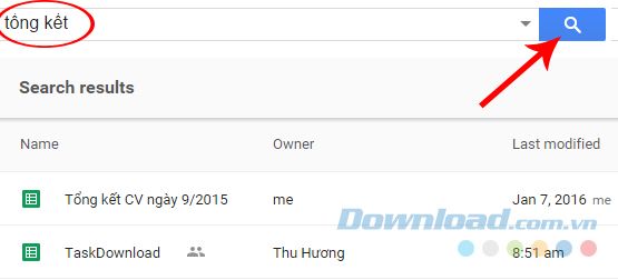 Tìm kiếm từ khóa trong Google Drive