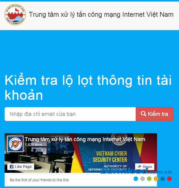 Trang chủ của trung tâm an ninh