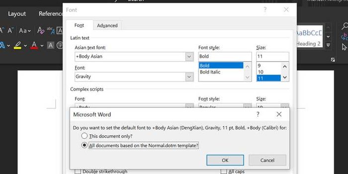 Đặt font mặc định cho Word