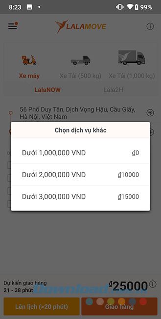 Dịch vụ thu hộ tiền của Lalamove