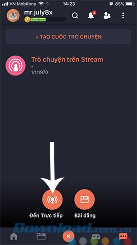 Lựa chọn chế độ stream trên Omlet