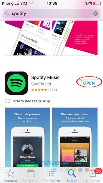 Mở ứng dụng Spotify