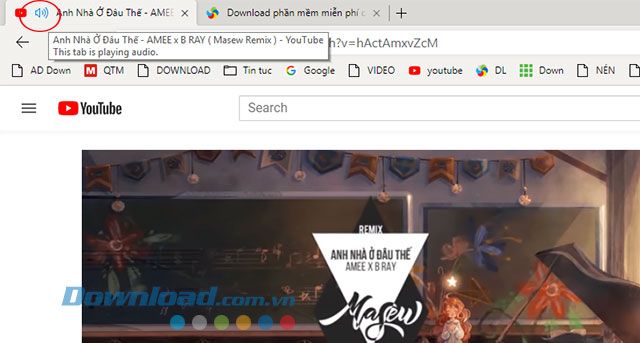 Biểu tượng tắt âm thanh trên tab Microsoft Edge Chromium