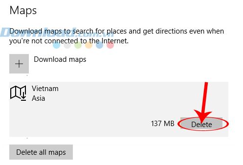 Chọn Delete để xóa bản đồ không cần thiết.