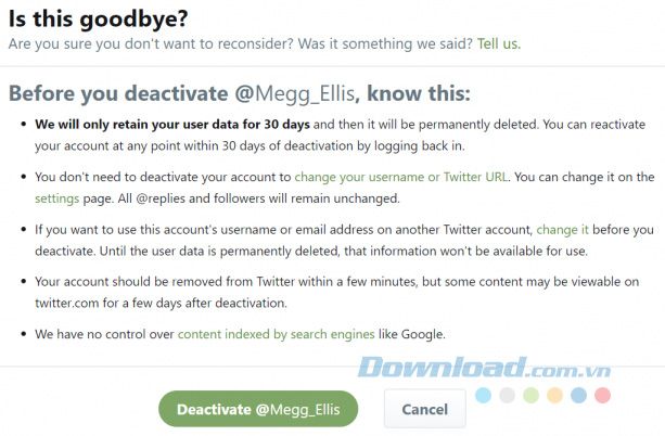 Xóa tài khoản Twitter