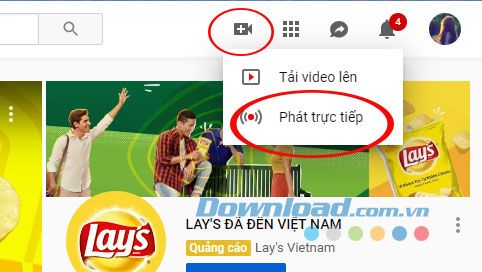 Giao diện xuất hiện khi bạn bắt đầu phát trực tiếp trên Youtube.