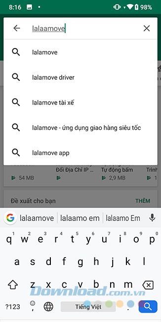 Tìm kiếm Lalamove trong cửa hàng ứng dụng