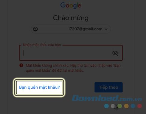 Chọn Quên mật khẩu