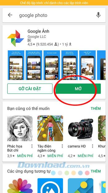 Mở ứng dụng Google Photos