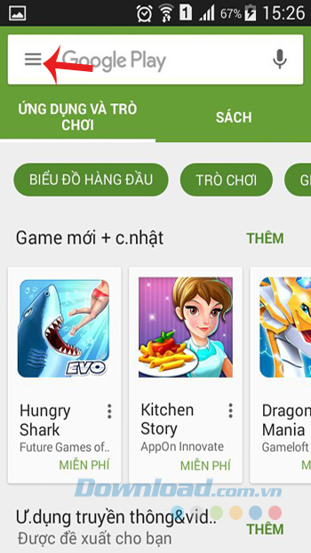 Giao diện chính của Google Play