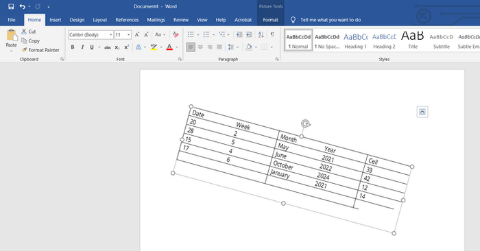 Xoay bảng trong Word dưới dạng ảnh theo ý muốn của bạn