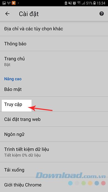 Chọn Truy cập