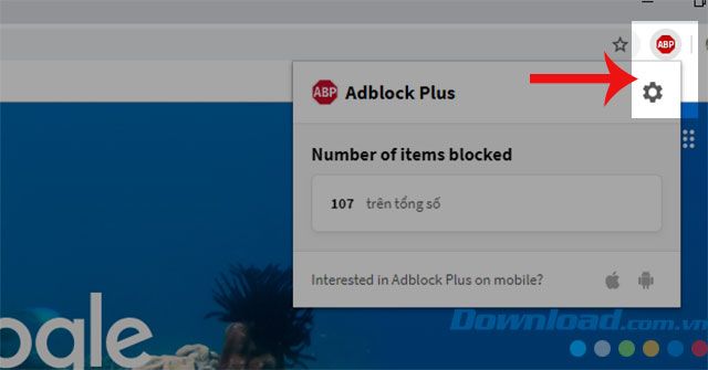 Click vào Cài đặt Adblock Plus
