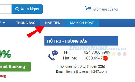 Thanh toán trên TuyenSInh247