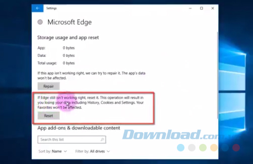 Khôi phục Microsoft Edge