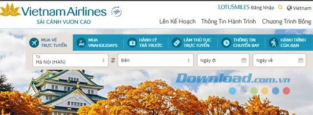 Cách đặt vé máy bay Vietnam Airlines trên máy tính