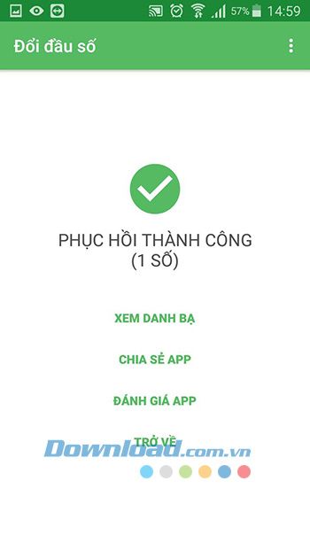 Danh bạ đã được khôi phục thành công