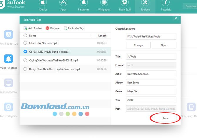 Sửa nhạc bằng 3uTools