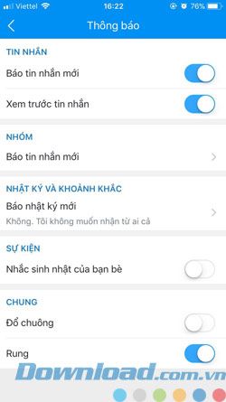 Tắt thông báo từ Zalo