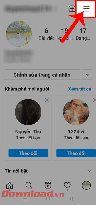 Bấm vào biểu tượng ba dấu gạch ngang