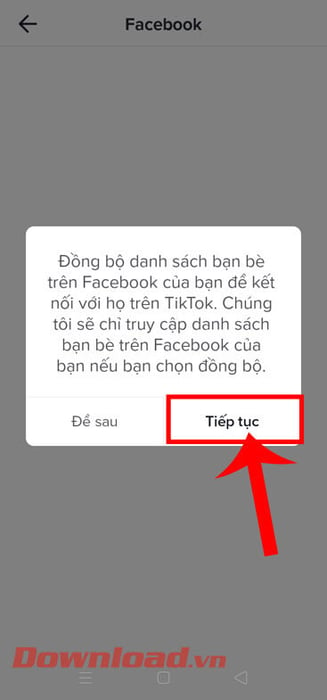 Ấn vào nút Tiếp tục