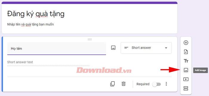 Biểu tượng thêm ảnh vào Google Forms