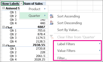 Lọc dữ liệu trên Excel Trực Tuyến