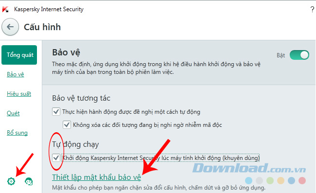 Thiết lập cấu hình quét virus cho Kaspersky Internet Security