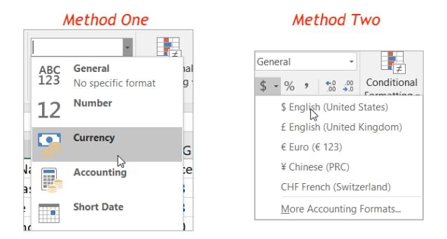 Định dạng tiền tệ trên bảng tính Excel