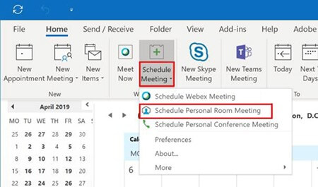 Đặt lịch cuộc họp cá nhân trên Webex Meetings