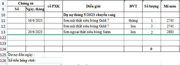 Giao diện sau khi ẩn dòng trong Excel 