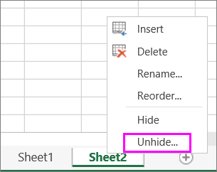 Hiển thị tab ẩn trong Excel