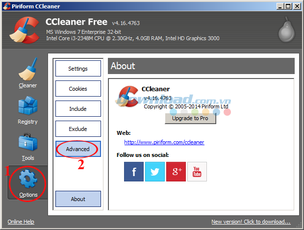 Thiết lập CCleaner chạy ẩn trong hệ thống